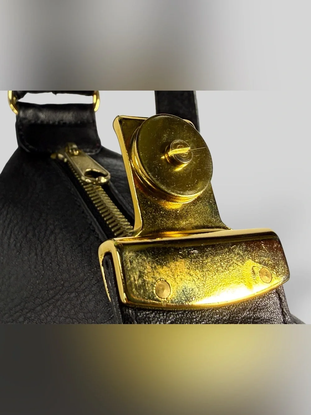 Botticelli Black Leather Backpack with Gold Hardware